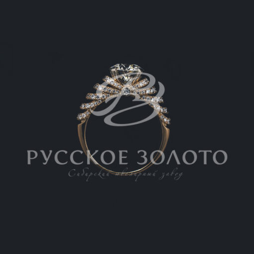 Кольцо из красного золота с бриллиантами и центральным бриллиантом, весом 2,63 карата — изображение 2